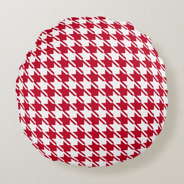 Coussins Ronds Motif répétitif Red Houndstooth (Devant)