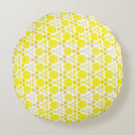 Coussins Ronds Motif rétro jaune citron