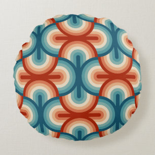 Coussins Ronds Motif Retro Summer Rainbow Stripes