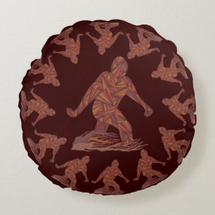 Coussins Ronds Motif rond de marche de Z Bigfoot Sasquatch