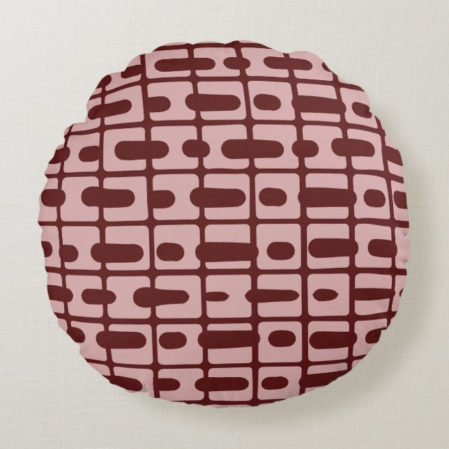 Coussins Ronds Motif rose bordeaux Abstrait simple (Devant)