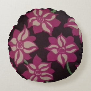 Coussins Ronds Motif rose et blanc Dahlia