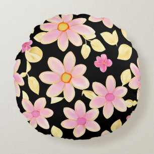 Coussins Ronds Motif rose et noir