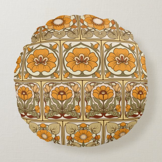 Coussins Ronds Motif sans couture, arrière - plan avec élément dé (Devant)