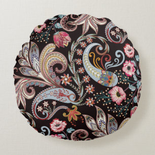 Coussins Ronds Motif sans couture avec cachemire coloré floral