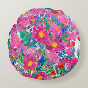 Coussins Ronds Motif sans couture avec de Belles fleurs. Aquarell