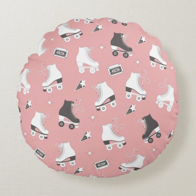 Coussins Ronds Motif sans couture avec roulettes et cassette t (Devant)