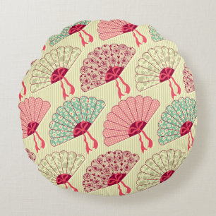 Coussins Ronds Motif sans couture avec ventilateurs. 