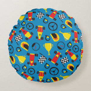 Coussins Ronds Motif sans couture avec voitures de course.