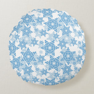 Coussins Ronds Motif sans couture blanc et bleu