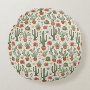 Coussins Ronds Motif sans couture de cactus de désert succulent