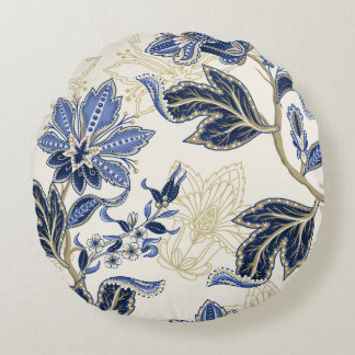 Coussins Ronds Motif sans couture ethnique avec ornement indien. 