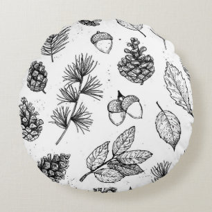 Coussins Ronds Motif sans couture. Illustrations vintages dessiné