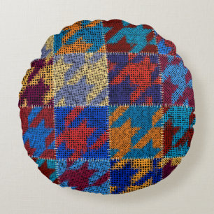 Coussins Ronds Motif sans couture. Imitation d'un motif de patchw