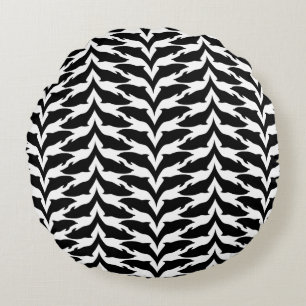 Coussins Ronds Motif sans couture noir et blanc - Dauphin