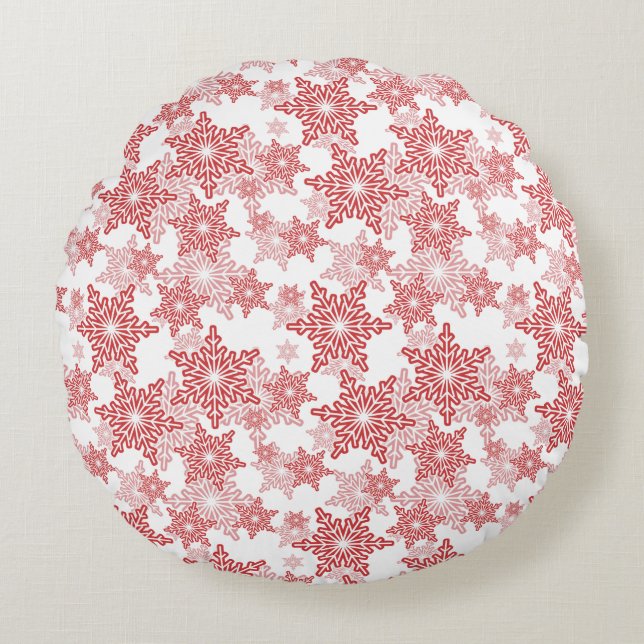 Coussins Ronds Motif sans couture rouge et blanc (Devant)