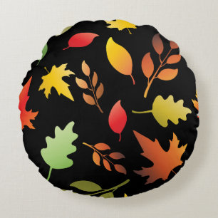 Coussins Ronds Motif sans joint avec les feuilles d'automne tombé