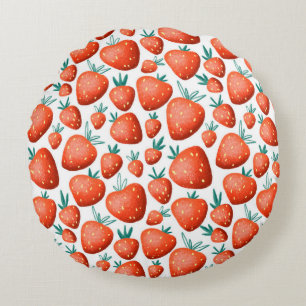 Coussins Ronds Motif sans soudure aux fraises rouges
