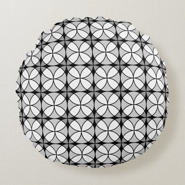 Coussins Ronds Motif Shippo noir et blanc classique (Devant)