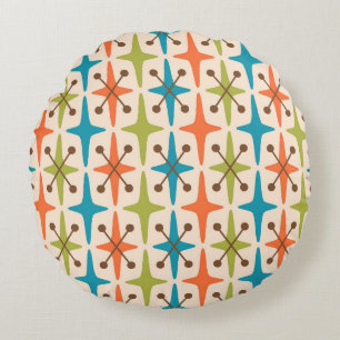 Coussins Ronds Motif Starburst moderne du milieu du siècle