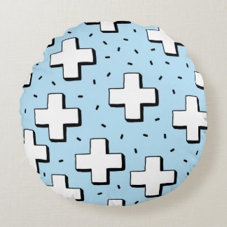Coussins Ronds Motif tiré à la main avec panneaux Plus.