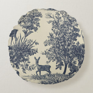 Coussins Ronds Motif Toile de Cerf Paysage de Forêt Botanique
