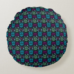 Coussins Ronds Motif Tortue de Mer & Fleur de Lotus