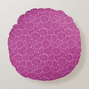 Coussins Ronds Motif tourbillon japonais - bordeaux et rose pâle