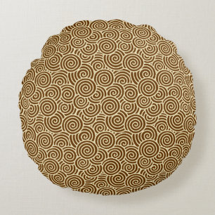 Coussins Ronds Motif tourbillon japonais - chocolat