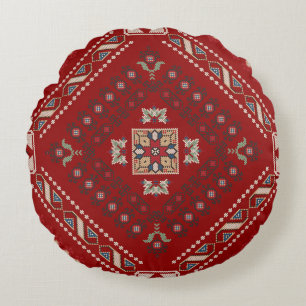 Coussins Ronds Motif traditionnel de broderie folklorique au poin