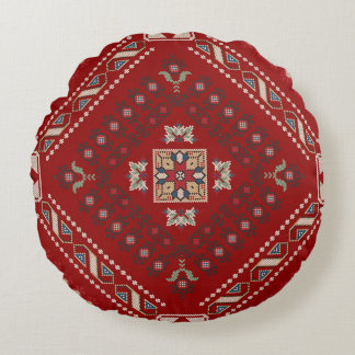 Coussins Ronds Motif traditionnel de broderie folklorique au poin