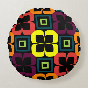 Coussins Ronds Motif transparent et lumineux avec fleurs colorées
