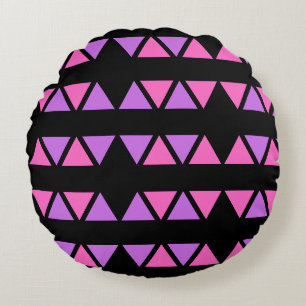 Coussins Ronds Motif triangle rose violet