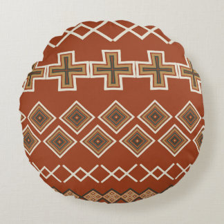 Coussins Ronds Motif tribal Orange rouille