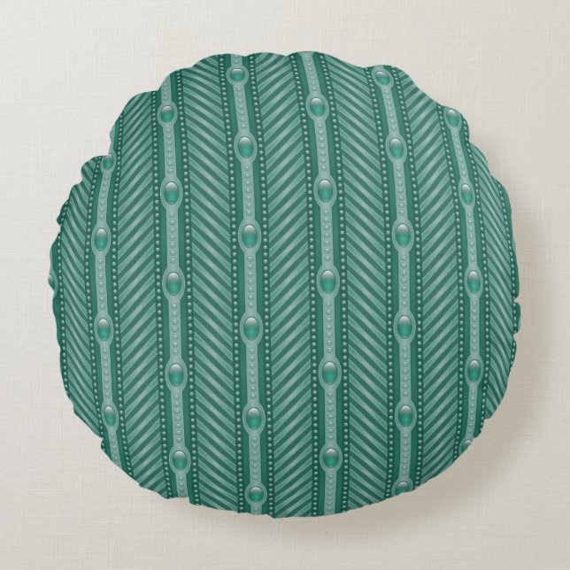 Coussins Ronds Motif turquoise ornemental (Devant)