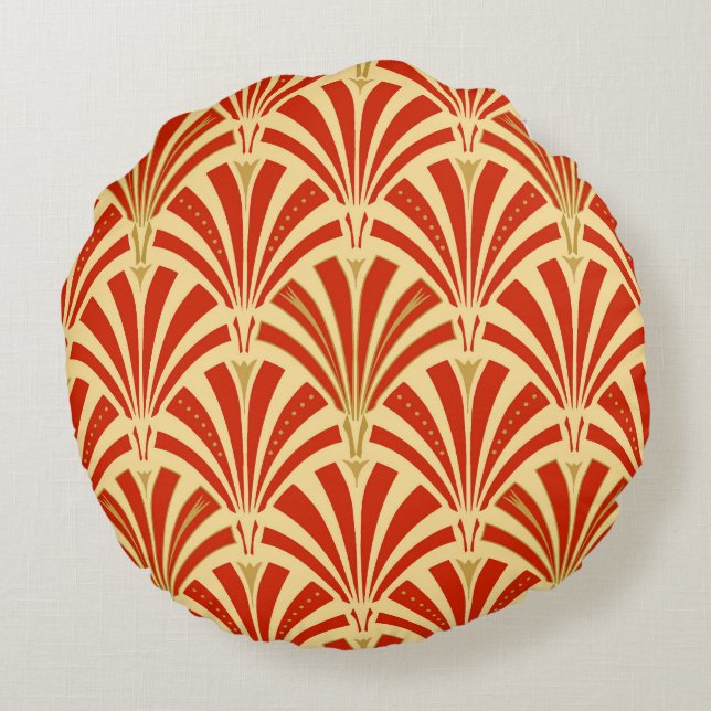 Coussins Ronds Motif ventilateur Art déco - mandarin orange (Dos)