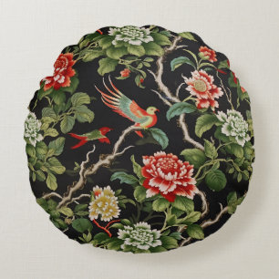 Coussins Ronds Motif vert rouge chinois