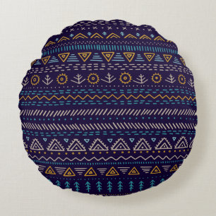 Coussins Ronds motif vintage sans faille avec main-d tribal ethni