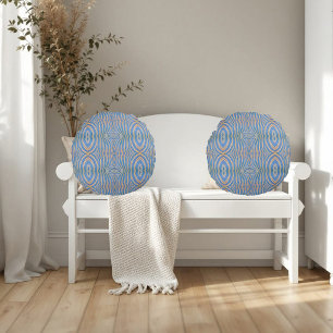 Coussins Ronds Motif zèbre bleu et or texturé et symétrique