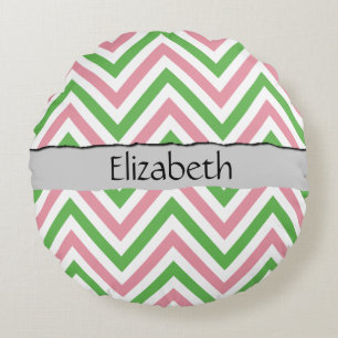 Coussins Ronds Motif Zigzag, Motif Chevron, Votre Nom