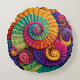 Coussins Ronds Motifs Abstraits de la spirale vibrante