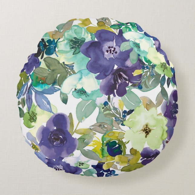 Coussins Ronds Motifs floraux en aquarelle (Devant)