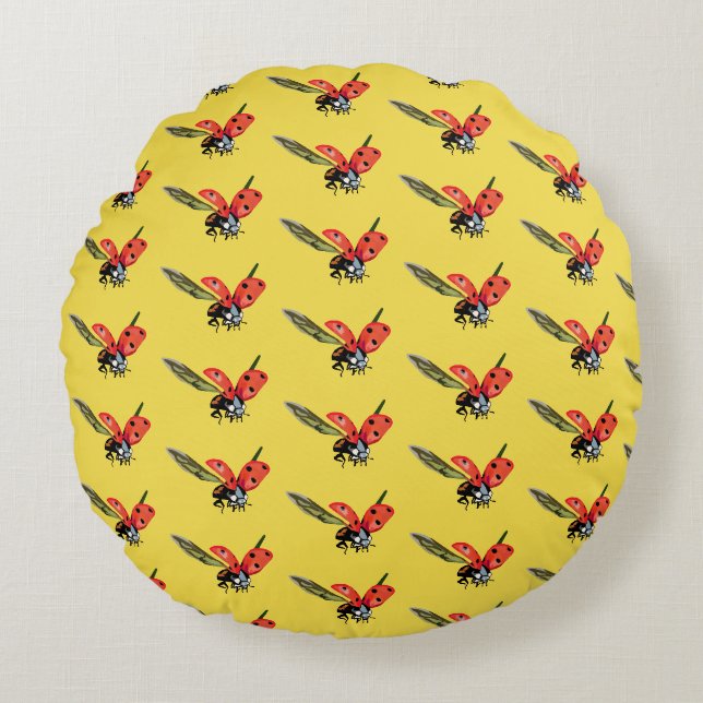 Coussins Ronds Mouche rouge (Devant)