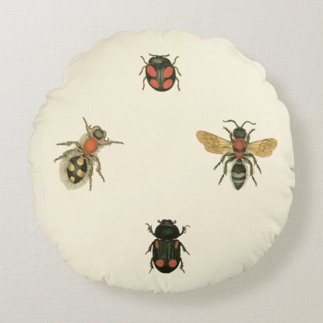 Coussins Ronds Mouches et coléoptères par Vision Studio (Devant)