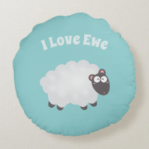 Coussins Ronds Moutons blancs pelucheux mignons d'I de brebis