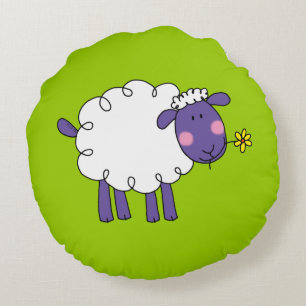 Coussins Ronds moutons laineux d'asile de fous