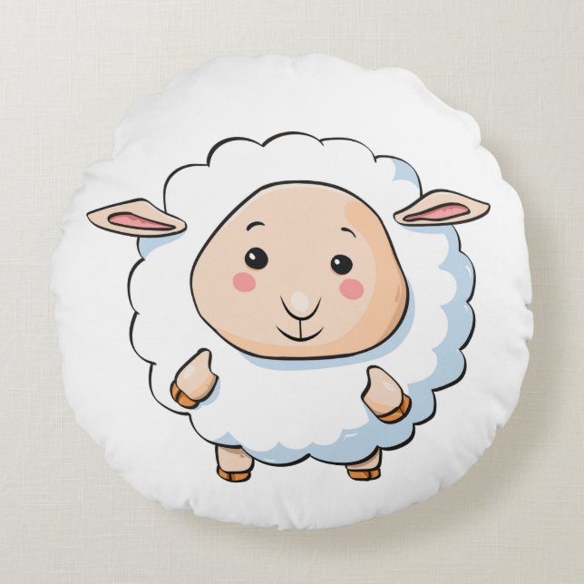 Coussins Ronds moutons mignons faits sur commande (Devant)