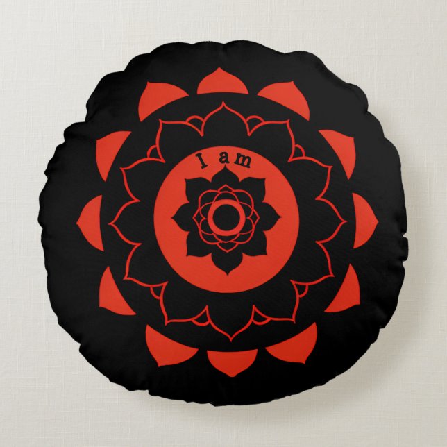 Coussins Ronds Muladhara Red Mandala Root Chakra (Devant)