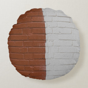 Coussins Ronds mur en béton Brown et blanc