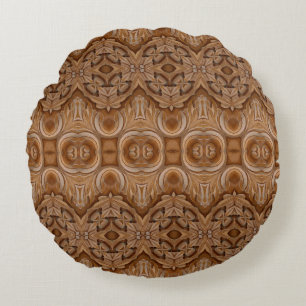 Coussins Ronds Mur en bois sculpté closeabstraite, antique, antiq
